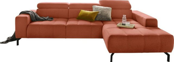 DOMO collection Ecksofa Cunelli, wahlweise inklusive 6-fach verstellbarer Kopfteilverstellung