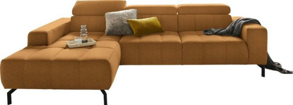 DOMO collection Ecksofa Cunelli, wahlweise inklusive 6-fach verstellbarer Kopfteilverstellung
