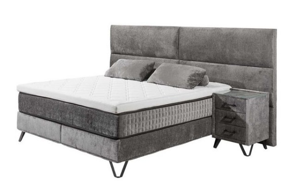 ED EXCITING DESIGN Boxspringliege (160 x 200 cm, Trapani XL), Grau